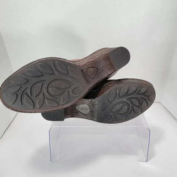Born Womens 10 Brown Elliot Heeled Zipper Clogs‎ Mules Normcore Academia Casual - Picture 12 of 13